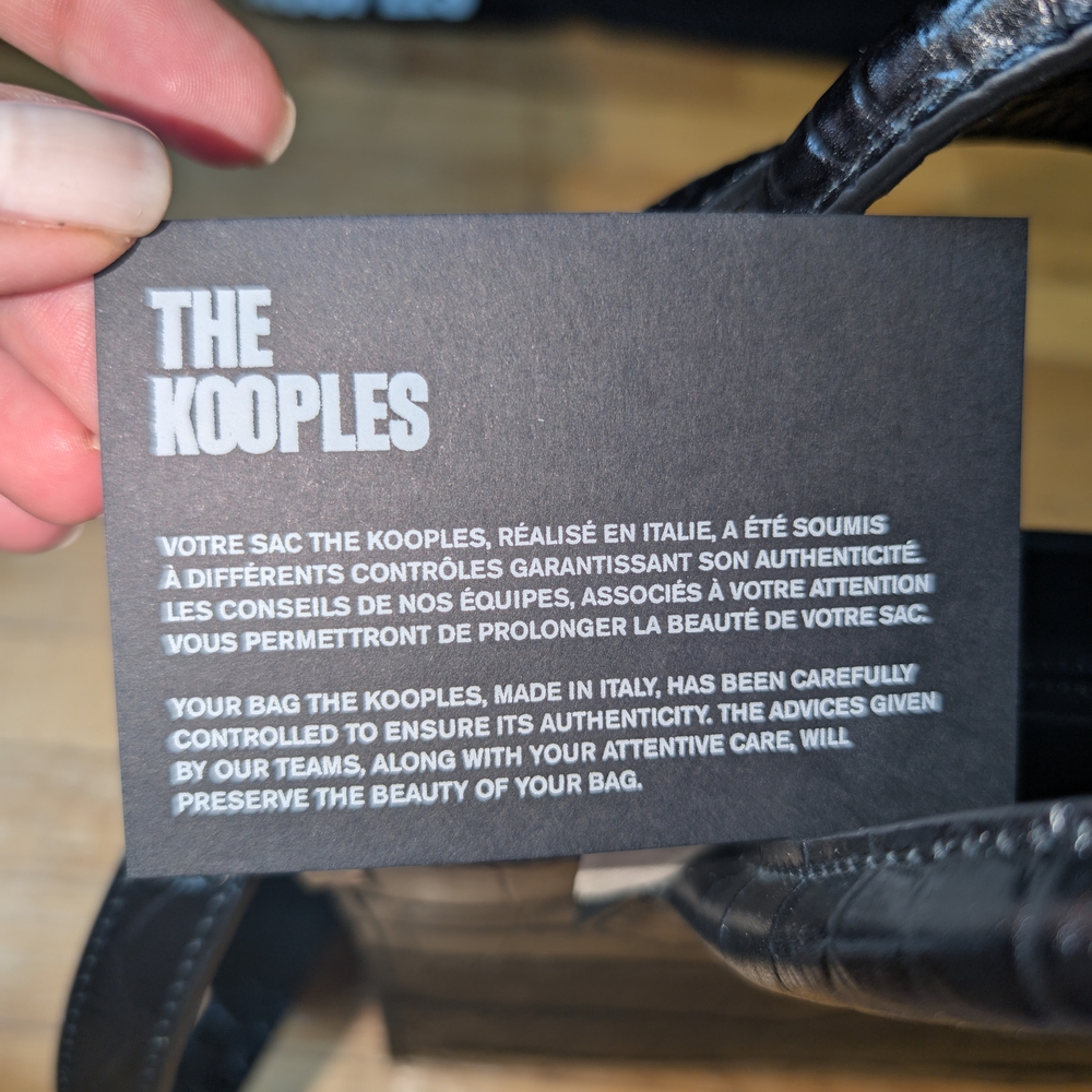 The Kooples Black Crocodile-Embossed Satchel - Picture 7 of 13